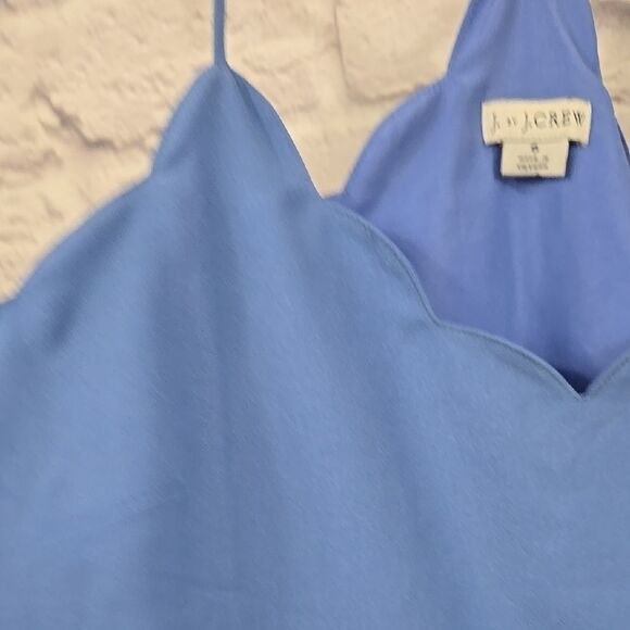 J.Crew Blue Scalloped Cami Top Strappy Sleeveless Office Shell Summer Blouse - Picture 8 of 11